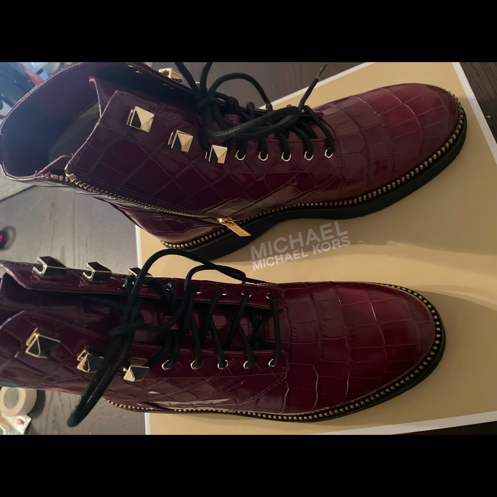 Michael Kors Crocodile combat boot. NEW